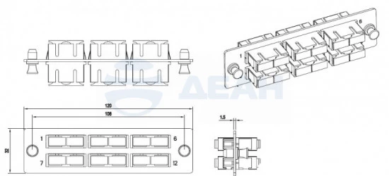 FO-FPM-W120H32-6DSC-BL Hyperline Патч-панель