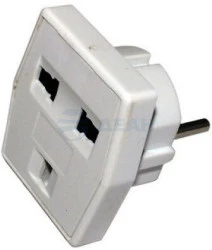 Адаптер сетевой (переходник) с универсальной на Евро вилку F/C2 «Квадрат» 10А б/з белый (11-1011)  (REXANT)