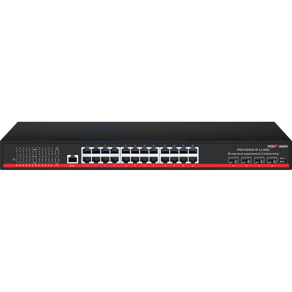           
Коммутатор управляемый с PoE PND-M24GP-4F-L3(400) (Polyvision) 