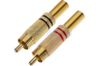 Разъем штекер RCA металл пайка черный/красный, Gold  (14-0405-1)  (PROCONNECT)