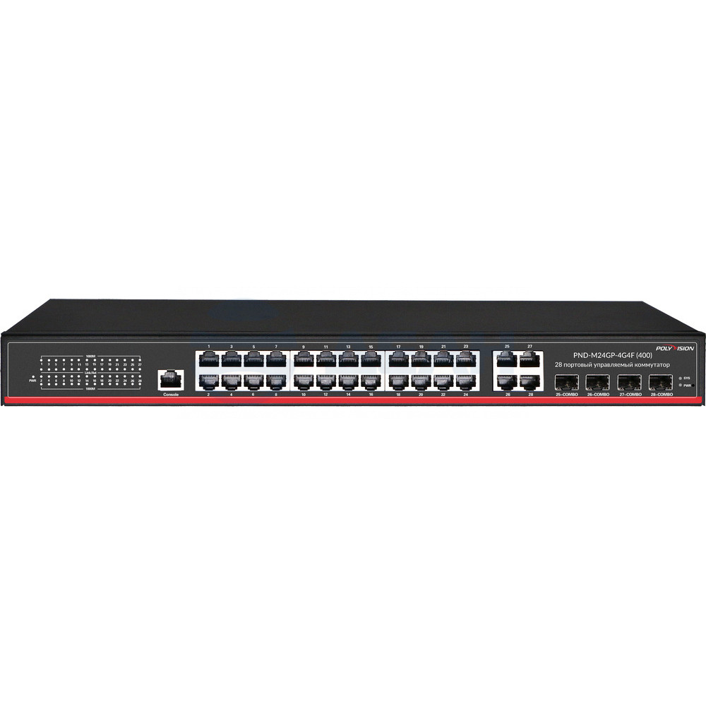           
Коммутатор управляемый с PoE PND-M24GP-4G4F(400) (Polyvision) 