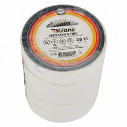 Изолента ПВХ 0,13х19 мм, 25 м, белая (KR-09-2201)  (KRANZ)