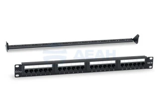 Патч-панель RIPO 19",1U, 24 порта, Cat.5е (КлассD), 100МГц, RJ45/8P8C, Dual IDC, с организатором (003-100042)